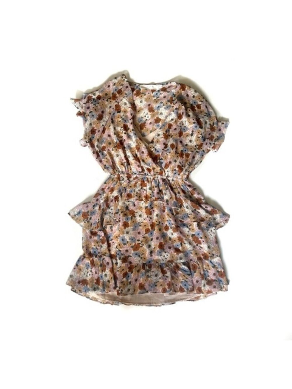 ASTR The Label Short Sleeve Short Floral Print Dress -  L